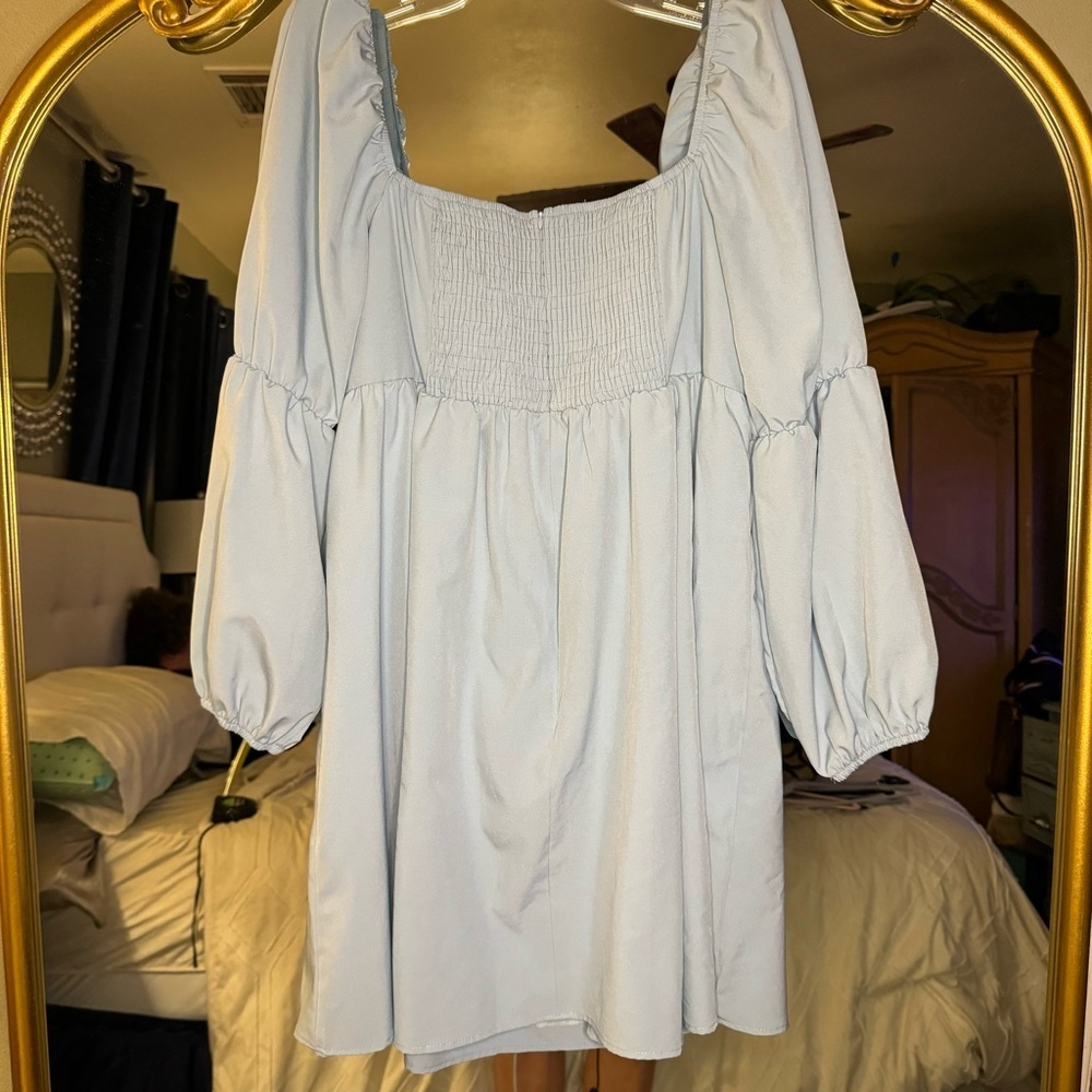 Square neck puff sleeve a line mini dress size xl - Picture 3 of 6